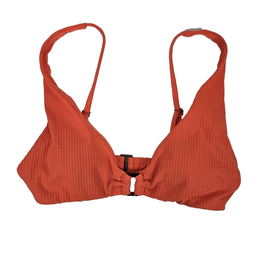 Andie Swim Womens XS Orange Vermillion Bikini Top Ribbed NWT